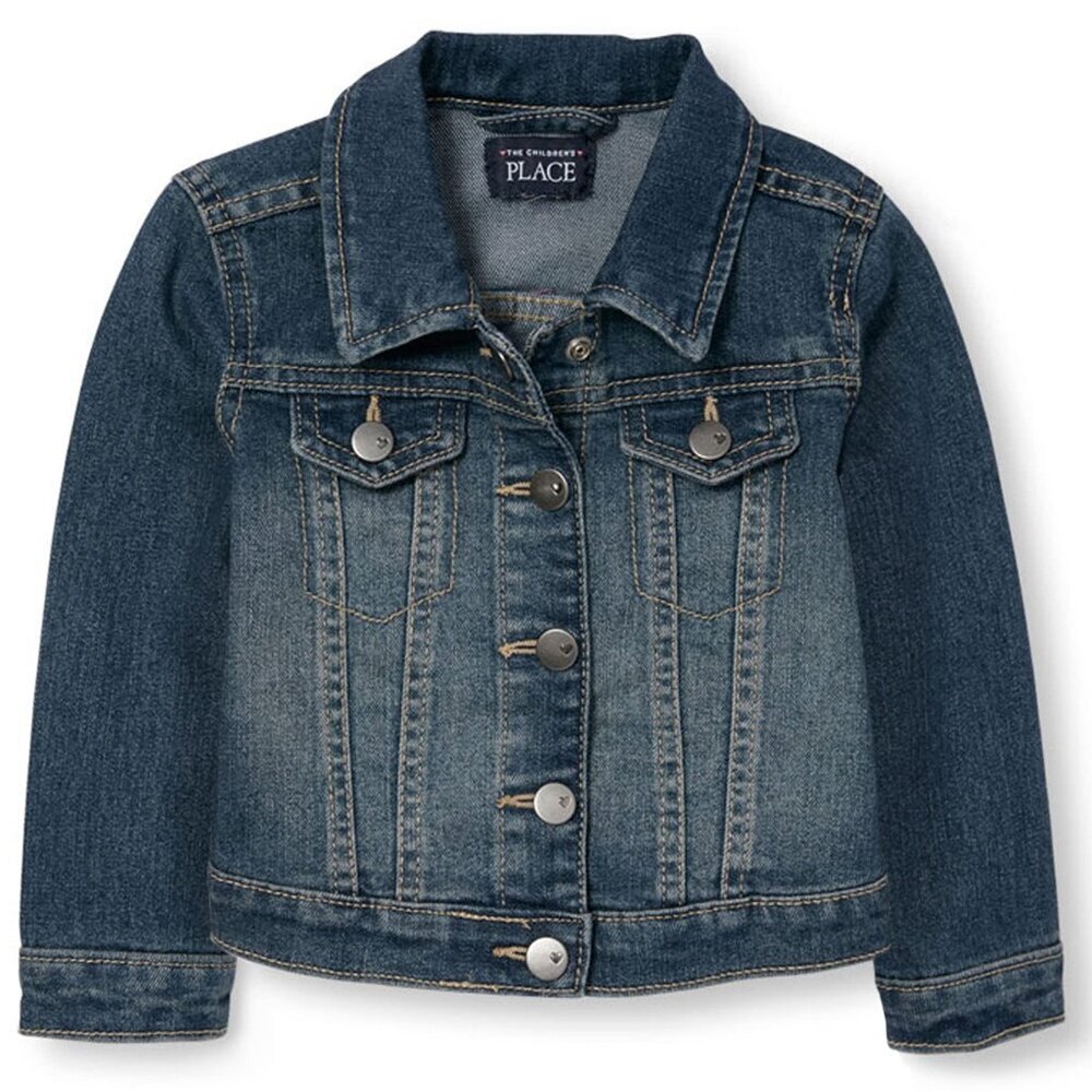 Girls Denim Jacket Snap Front Chest Pockets Cotton Blend Sizes 2T-5T